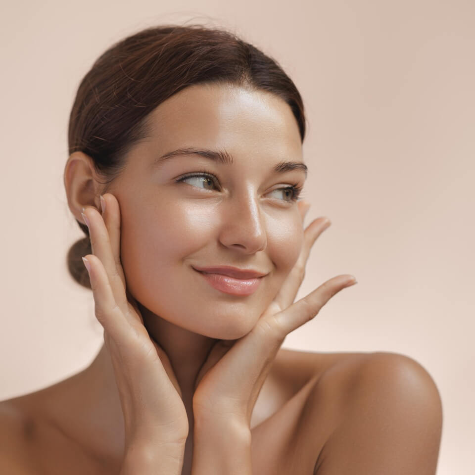 Beauty Photo of Woman with Clean and Healthy Skin Showing Her Face